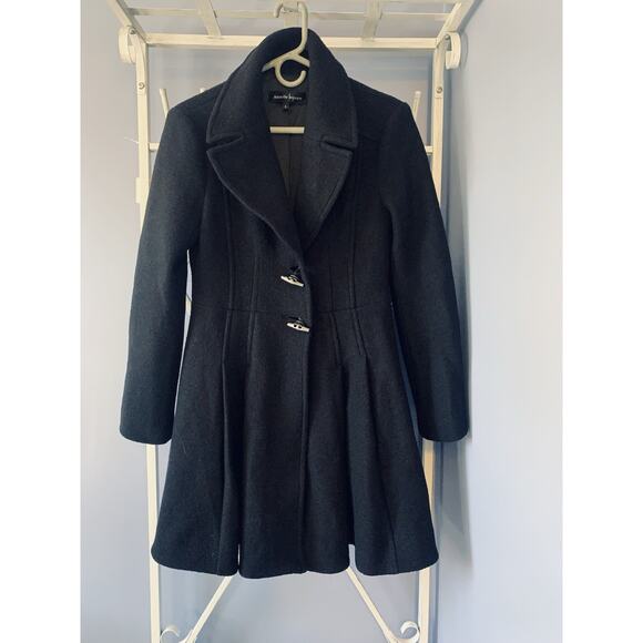 Nanette Lepore Women's Flare and Toggle Wool Coat black 100% virgem Wool 6 - Picture 1 of 10